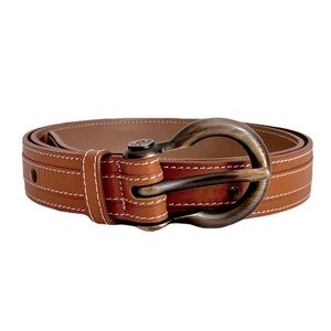 Burberry Brown Leather Top Stitched, Studded Belt, Size 110/40